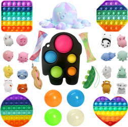 Set 30 Jucarii Zenuk and reg - Simple Dimple Pop It Squishy Mushy Fidget Toys Multicolor 