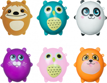 Set 6 Jucarii Animalute Squishy Zenuk and reg - Antistres Fidget Toys Stress Ball Panda Bufnita Lenes Caine Pisica 