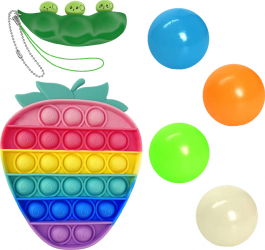 Set 6 Jucarii Zenuk and reg - Pop It Squishy Ball Fidget Toys Breloc Multicolor 