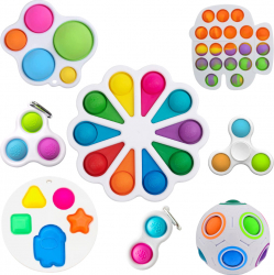 Set 8 Jucarii Dimple Zenuk and reg - Sensory Fidget Toys Perfect pentru Eliberarea Stresului Alb/Multicolor 