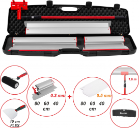 KIT Gletiere Profesionale Premium ZuperPRO cu Lame Suplimentare 0.5 mm Trafalet pentru Glet si Spaclu - Set 40/60/80 cm + Prelungitor 1.6m