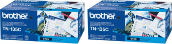 Pachet Cartus toner Brother Original 2x TN135C Cyan 8000 pagini 
