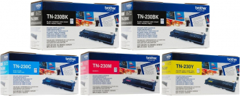 Pachet Cartus toner Brother Original 2x TN230BK Negru 1x TN230C Cyan TN230M Magenta TN230Y Galben 8600 pagini 