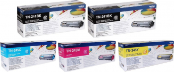 Pachet Cartus toner Brother Original 2x TN241BK Negru 1x TN245C Cyan TN245M Magenta TN245Y Galben 11600 pagini 