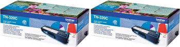 Pachet Cartus toner Brother Original 2x TN320C Cyan 3000 pagini 