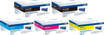 Pachet Cartus toner Brother Original 2x TN421BK Negru 1x TN421C Cyan TN421M Magenta TN421Y Galben 11400 pagini 