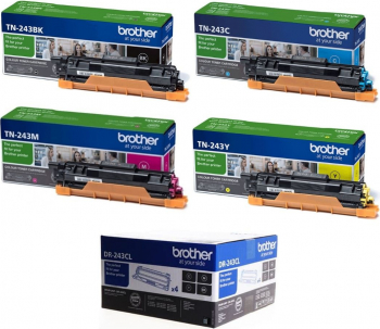 Pachet Cartus toner Brother Original TN243BK Negru TN243C Cyan TN243M Magenta TN243Y Galben DR243CL Negru/Color 22000 pagini 