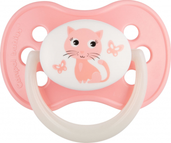 Suzeta - Animals - cu tetina rotunda silicon Canpol babies fara BPA 6-18 luni roz 