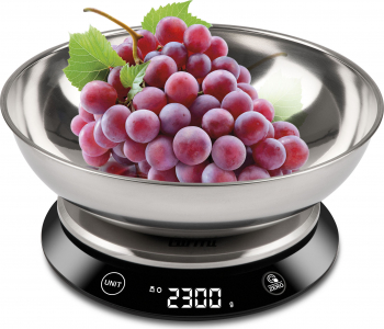 Cantar de bucatarie electronic cu bol inox mare Girmi touchscreen capacitate max. 5 kg diviziune 1g functie tare si zero 