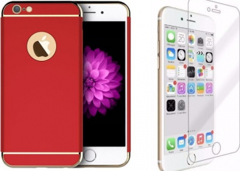 Pachet husa Apple iPhone 7 Luxury Red Plated folie de sticla gratis 