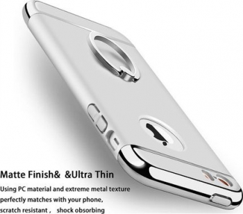 Pachet husa si folie protectie pentru iPhone 6 Argintiu carcasa din plastic antisoc 