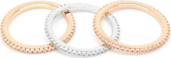 Set 3 inele placate cu aur SIC-130 17.2 mm Argintiu/Auriu roze 