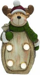 Figurina ceramica Ren 4 LED-uri albe 17 cm 