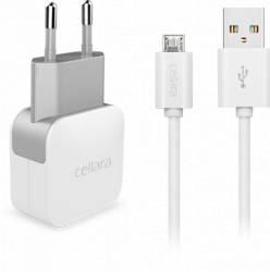 INCARCATOR RETEA CELLARA 2.4A CU CABLU DETASABIL MICRO USB - ALB