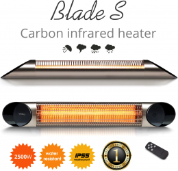 Veito Blade S 2 5kW Incalzitor electric Convector Radiator electric Infrarosu Interior-Exterior fibra Carbon Afisaj LED Argintiu 