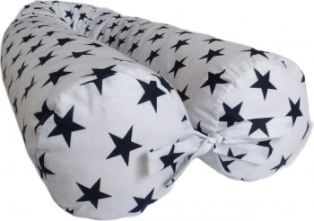 Perna gravide multifunctionala 100 bumbac alb cu stelute bleomarin 160 cm x 15 cm 