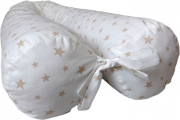 Perna gravide multifunctionala 100 bumbac alb cu stelute crem 160 cm x 15 cm 