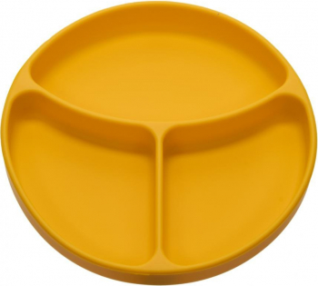 Farfurie compartimentata din silicon cu ventuza fara BPA fara PVC Portocaliu 