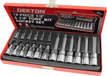 Set de biti Torx 1/2 - 1/4 si chei stelate Dekton 18 bucati DT85151 