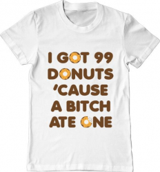 Tricou barbat Printado 99 donuts Bumbac Regular fit Alb 3XL INTL 