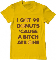 Tricou barbat Printado 99 donuts Bumbac Regular fit Galben S INTL 
