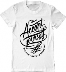 Tricou barbat Printado accept yourself Bumbac Regular fit Alb 3XL INTL 