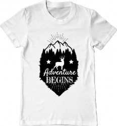 Tricou barbat Printado adventure begins Bumbac Regular fit Alb 3XL INTL 