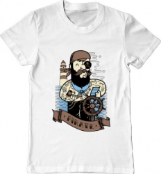 Tricou barbat Printado adventure of the sea Bumbac Regular fit Alb M INTL 