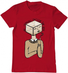 Tricou barbat Printado am i thinking outside the box Bumbac Regular fit Rosu M INTL 