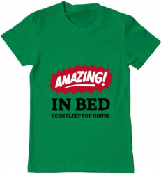 Tricou barbat Printado amazing in bed Bumbac Regular fit Verde mediu L INTL 