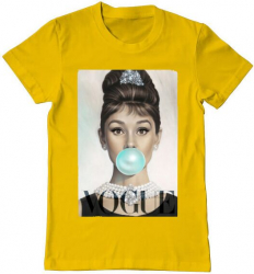Tricou barbat Printado audrey Bumbac Regular fit Galben L INTL 