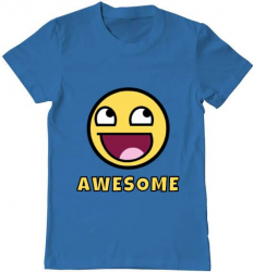 Tricou barbat Printado awesome Bumbac Regular fit Albastru azuriu 3XL INTL 