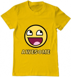 Tricou barbat Printado awesome Bumbac Regular fit Galben 3XL INTL 