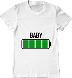Tricou barbat Printado baby battery Bumbac Regular fit Alb 3XL INTL 