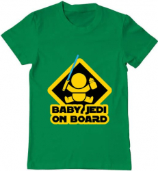 Tricou barbat Printado baby jedi Bumbac Regular fit Verde mediu S INTL 