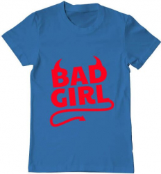 Tricou barbat Printado bad girl Bumbac Regular fit Albastru azuriu 3XL INTL 
