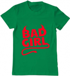 Tricou barbat Printado bad girl Bumbac Regular fit Verde mediu 3XL INTL 