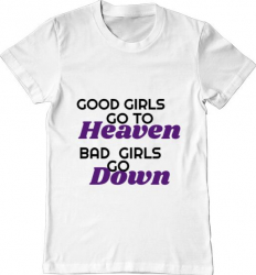 Tricou barbat Printado bad girls go down Bumbac Regular fit Alb 3XL INTL 