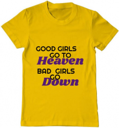 Tricou barbat Printado bad girls go down Bumbac Regular fit Galben 3XL INTL 