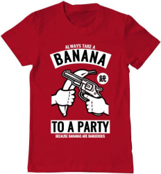 Tricou barbat Printado banana party Bumbac Regular fit Rosu M INTL 
