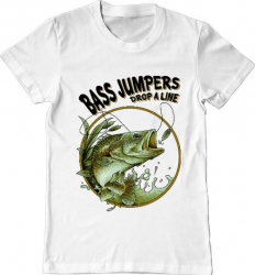 Tricou barbat Printado bass jumpers drop a line Bumbac Regular fit Alb 3XL INTL 