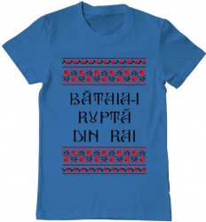 Tricou barbat Printado bataia e rupta din rai Bumbac Regular fit Albastru azuriu S INTL 