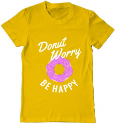 Tricou barbat Printado be happy Bumbac Regular fit Galben M INTL 
