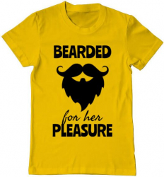 Tricou barbat Printado bearded for her pleasure Bumbac Regular fit Galben 3XL INTL 