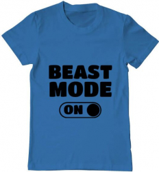 Tricou barbat Printado beast mode Bumbac Regular fit Albastru azuriu XL INTL 