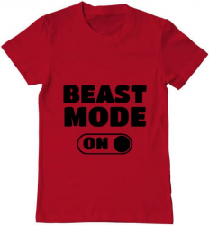 Tricou barbat Printado beast mode Bumbac Regular fit Rosu M INTL 