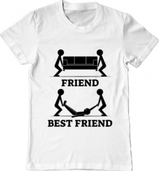 Tricou barbat Printado best friend Bumbac Regular fit Alb M INTL 