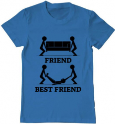 Tricou barbat Printado best friend Bumbac Regular fit Albastru azuriu XL INTL 