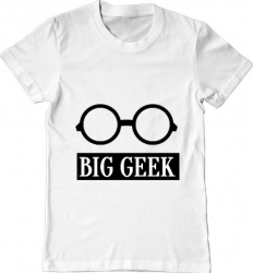 Tricou barbat Printado big geek Bumbac Regular fit Alb 3XL INTL
