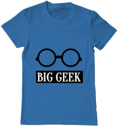 Tricou barbat Printado big geek Bumbac Regular fit Albastru azuriu L INTL 